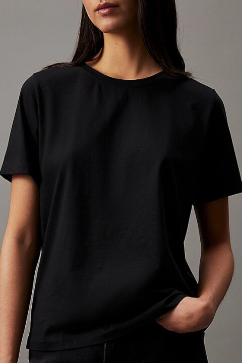 Kadın Ck Smooth Pamuklu T-Shirt - Siyah - Calvin Klein