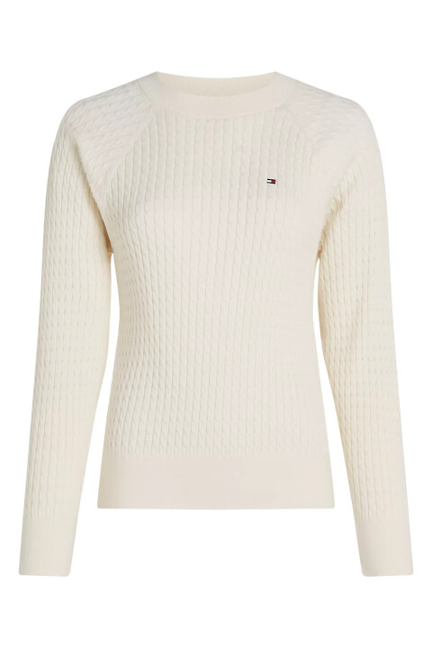 Kadın Co Cable C-Nk Kazak-Krem - Tommy Hilfiger