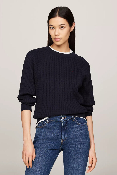 Kadın Co Cable C-Nk Kazak-Lacivert - Tommy Hilfiger