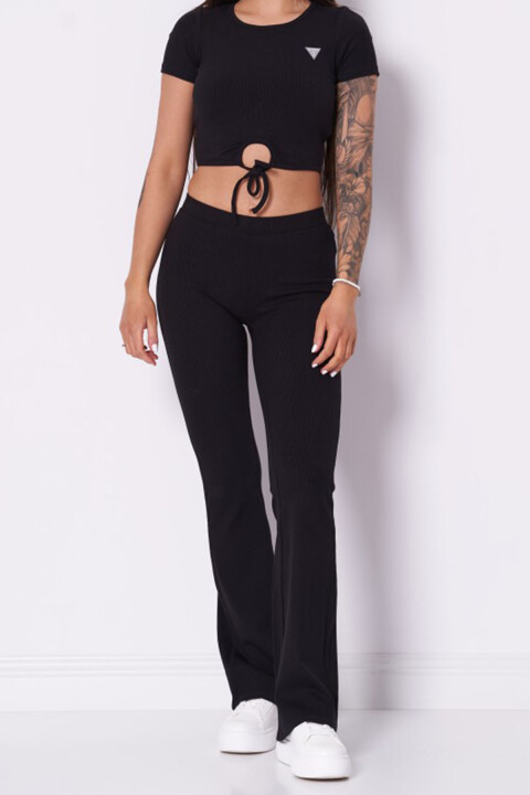 Kadın Crocus Rib Mini Flar Tayt - Siyah - Guess