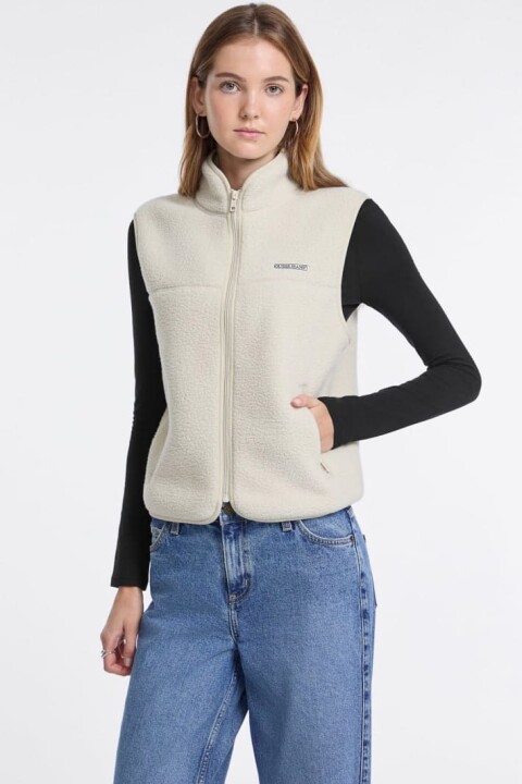 Kadın Crop Şerpa Yelek - Ekru - Guess