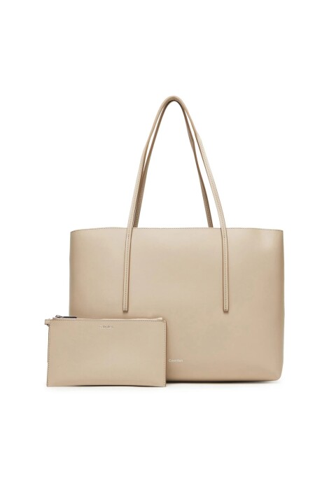 Kadın Cüzdanlı Klasik Tote Omuz Çantası - Bej 