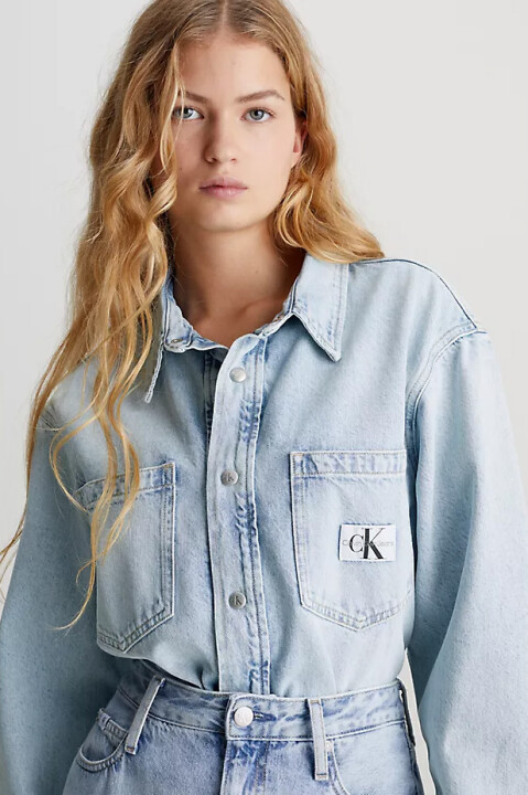 Kadın Dad Denım Shırt Casual Gömlek-Açık Mavi - Calvin Klein