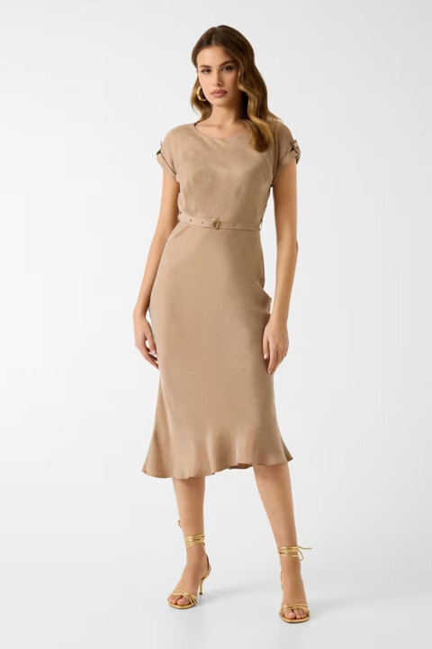 Kadın Dalia Elbise - Açık Kahverengi - Guess