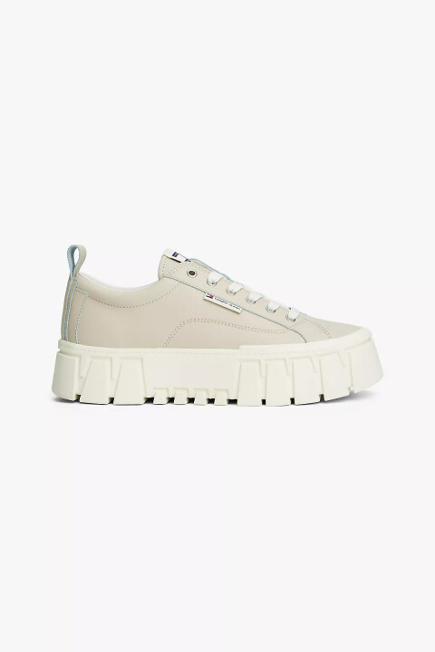 Kadın Deri Karışımlı Flatform Sneaker - Bej - Tommy Hilfiger
