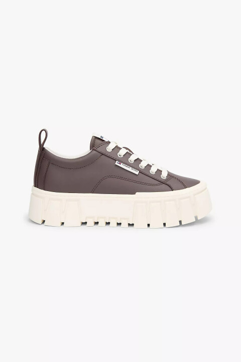 Kadın Deri Karışımlı Flatform Sneaker - Kahverengi - Tommy Hilfiger