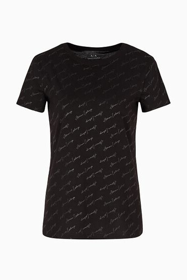 Kadın Detay Logolu T-Shirt - Siyah - Armani Exchange