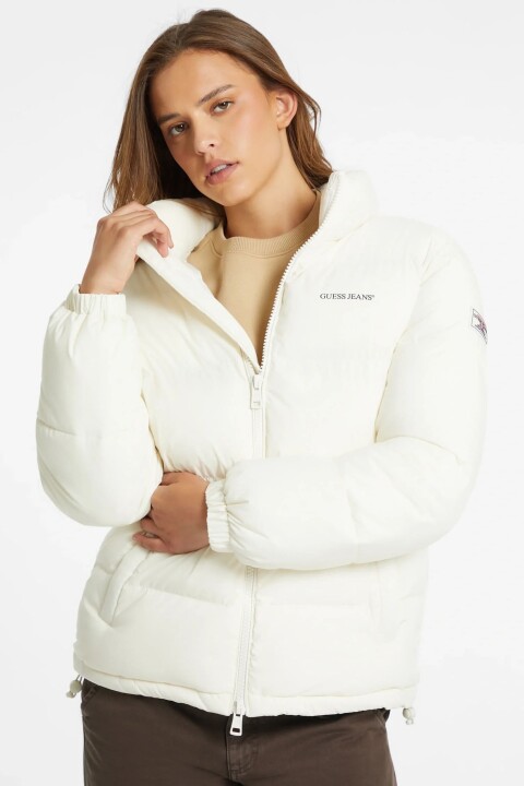 Kadın Dik Yaka Şişme Mont - Krem - Guess