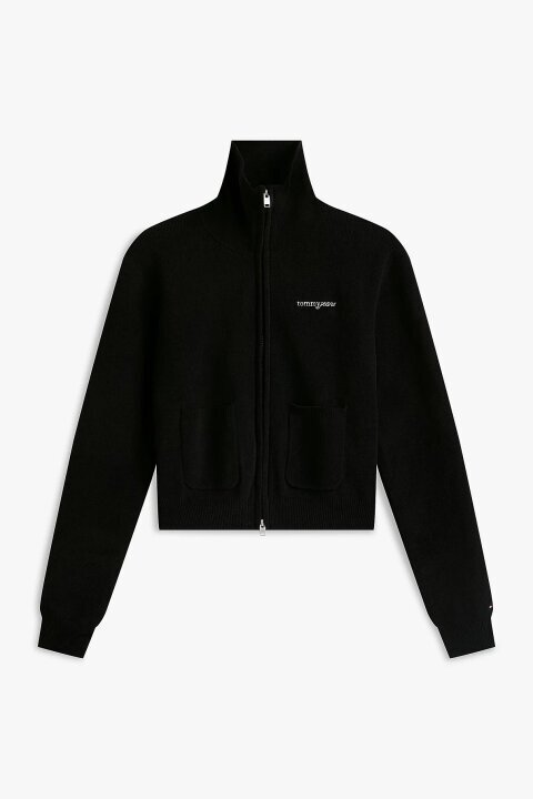 Kadın Dikiş Detaylı Fermuarlı Hırka - Siyah - Tommy Hilfiger