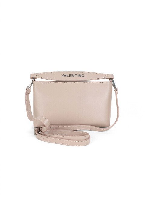 Kadın Dokulu Deri El ve Omuz Çantası - Pudra - Valentino