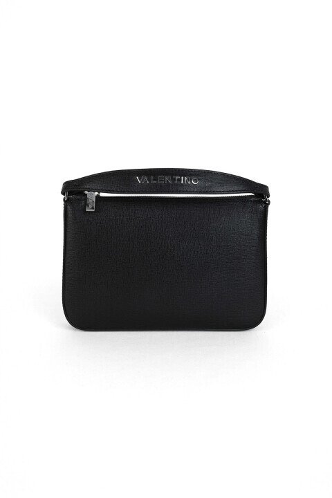 Kadın Dokulu Deri El ve Omuz Çantası - Siyah 