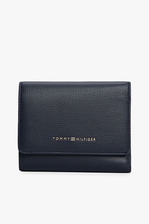 Kadın Dokulu Folyo Baskı Logolu Üç Katlı Cüzdan - Lacivert - Tommy Hilfiger