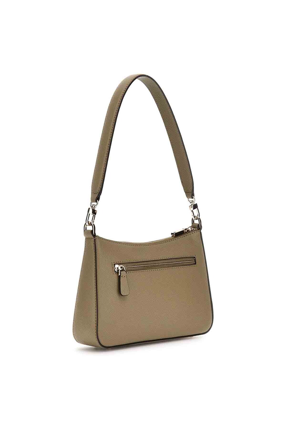 Guess Kadın Eco Jazlynn Top Fermuarlı Omuz Çantası - Haki Guess Kadın Eco Jazlynn Top Fermuarlı Omuz Çantası - Haki
