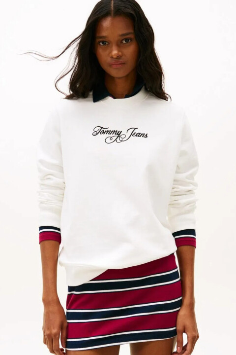 Kadın El Yazısı Logolu Pamuklu Sweatshirt - Ekru 