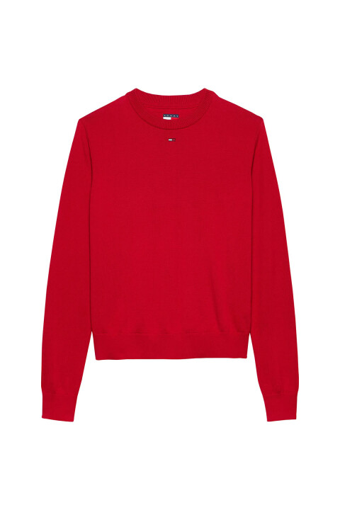 Kadın Essential Crew Pamuklu Triko Kazak - Kırmızı - Tommy Hilfiger