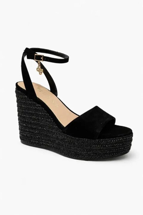 Kadın Everly Deri Topuklu Sandalet - Siyah - Guess