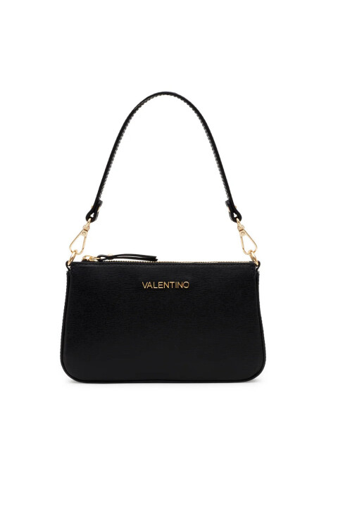 Kadın Fermuarlı Deri Mini Omuz Çantası - Siyah - Valentino