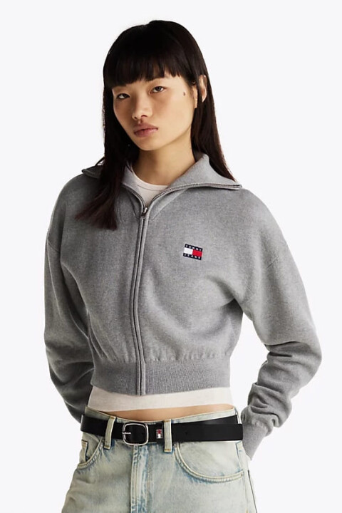 Kadın Fermuarlı Hırka - Gri - Tommy Hilfiger