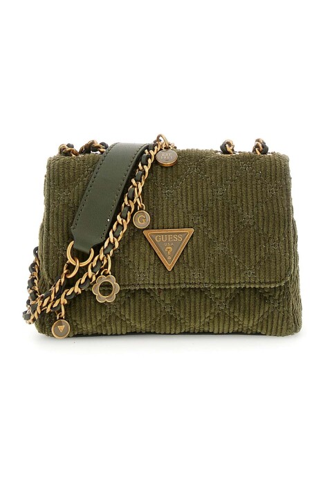 Kadın Fitilli Kadife Omuz Çantası - Yeşil 