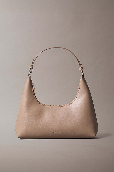 Kadın Foil Logo Omuz Çantası - Bej 