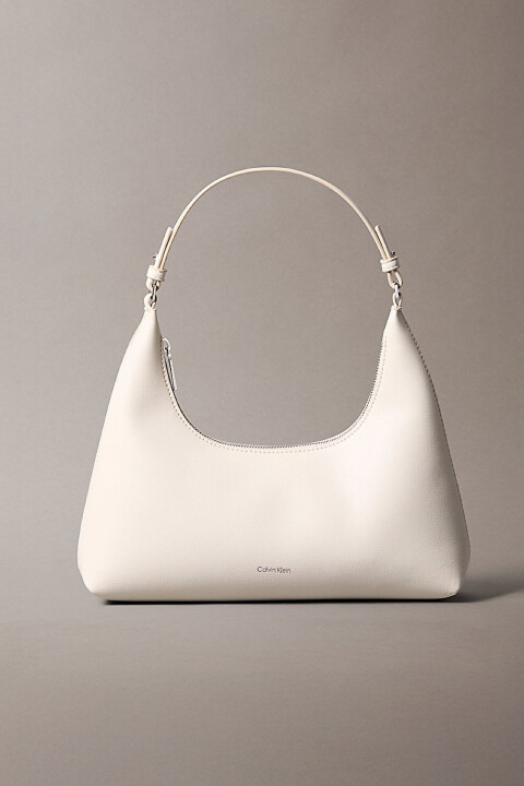 Kadın Foil Logo Omuz Çantası - Beyaz 