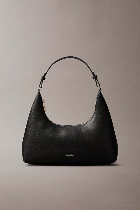 Kadın Foil Logo Omuz Çantası - Siyah 