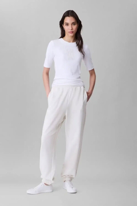 Kadın French Terry Logolu Eşofman Altı - Ekru - Calvin Klein