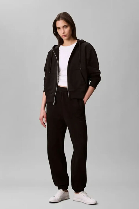 Kadın French Terry Logolu Eşofman Altı - Siyah 