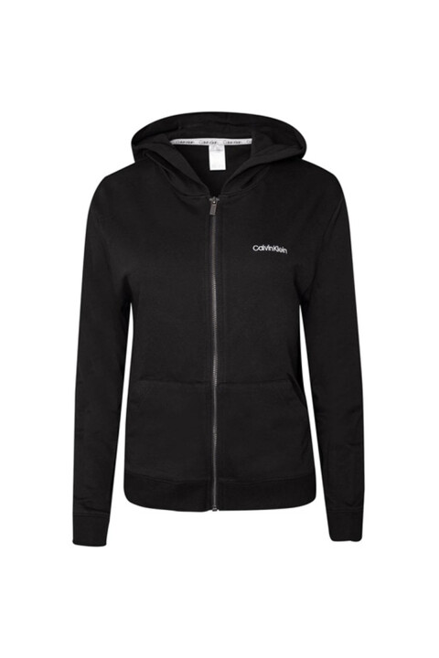 Kadın Full Fermuarlı Kapüşonlu Sweatshirt - Siyah - Calvin Klein