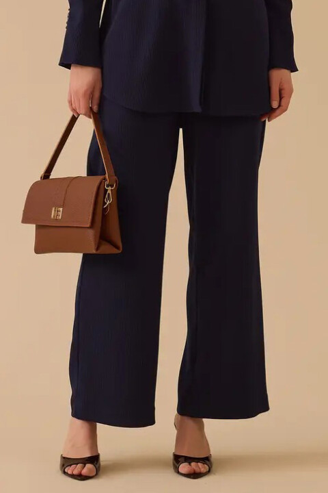 Kadın Geniş Paça Tam Boy Pantolon - Lacivert - Seçil