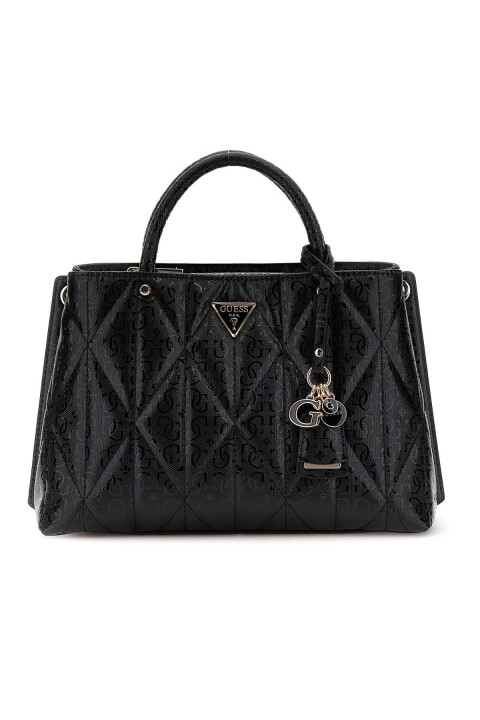 Kadın Geometrik Desenli Kanat Detaylı El Çantası - Siyah 