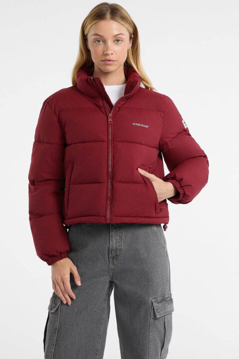 Kadın Gj Cropped Logolu Mont - Bordo - Guess