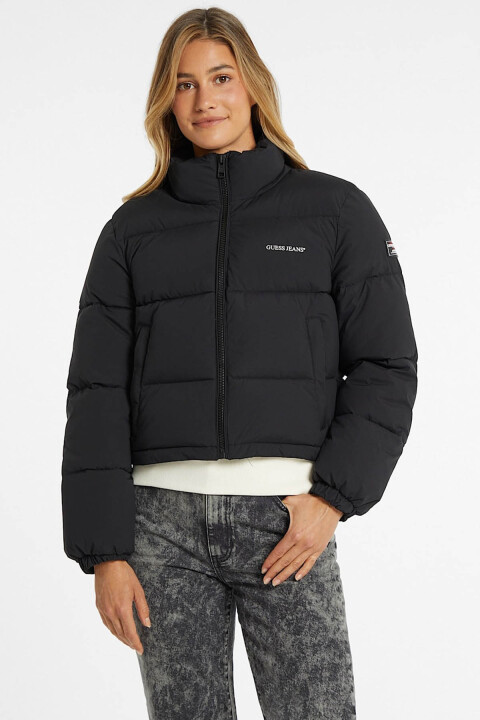 Kadın Gj Cropped Logolu Mont - Siyah - Guess
