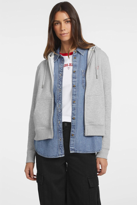 Kadın Gj Mini Yama Fermuarlı Sweatshirt - Gri - Guess