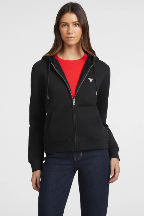 Kadın Gj Mini Yama Fermuarlı Sweatshirt - Siyah - Guess