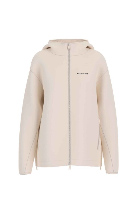 Kadın GJ Packable Windbrea Fermuarlı Sweatshirt - Krem 