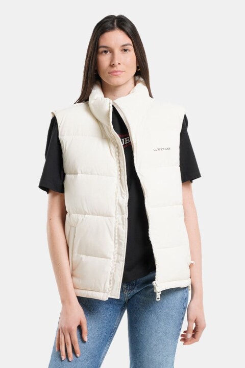 Kadın Gj Puffer Şişme Yelek - Krem - Guess
