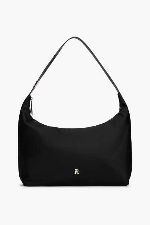 Kadın Go Large Hobo Kontrast Dikişli Omuz Çantası - Siyah - Tommy Hilfiger