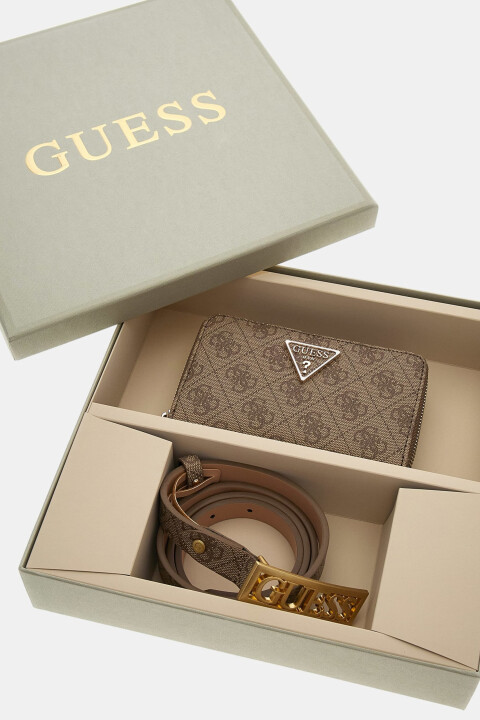 Kadın Guess 4G Logolu Cüzdan Ve Kemer Seti - Açık Kahverengi 