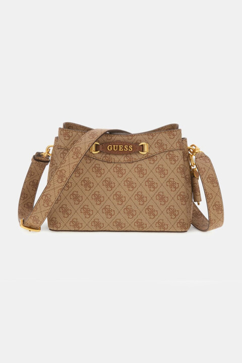 Kadın Guess Emera Logo Çapraz Çanta - Açık Kahverengi 