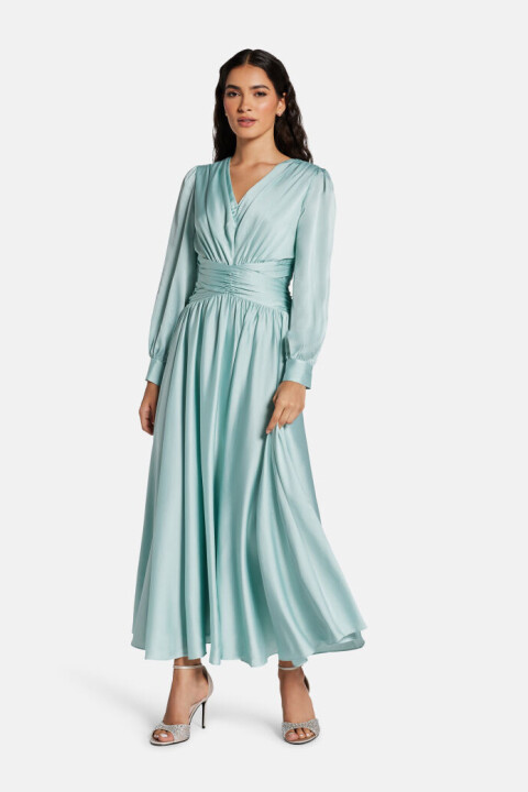 Kadın Helene Maxi Elbise - Su Yeşili - Guess