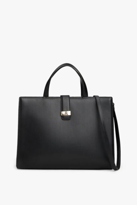 Kadın Heritage Metal Toka Detaylı El ve Omuz Çantası - Siyah 