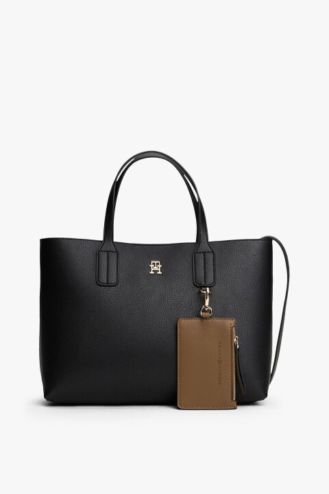 Kadın Icon Çıkarılabilir Cüzdan Detaylı Tote El Çantası - Siyah - Tommy Hilfiger