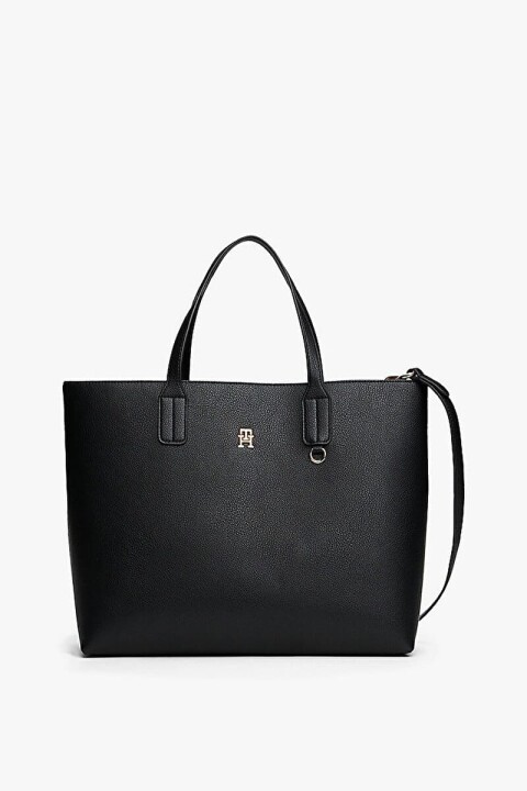 Kadın Icon Satchel Metal Logo Detaylı El ve Omuz Çantası - Siyah 