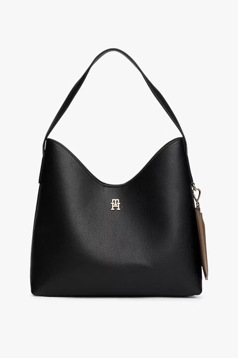 Kadın Icon Shoulder Bag Metal Logo Detaylı Omuz Çantası - Siyah 