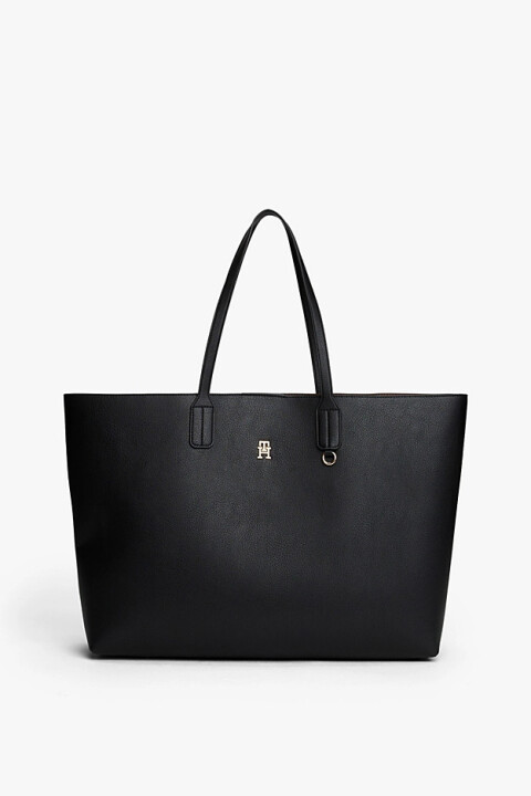 Kadın Icon Tote Metal Logo Detaylı Omuz Çantası - Siyah 