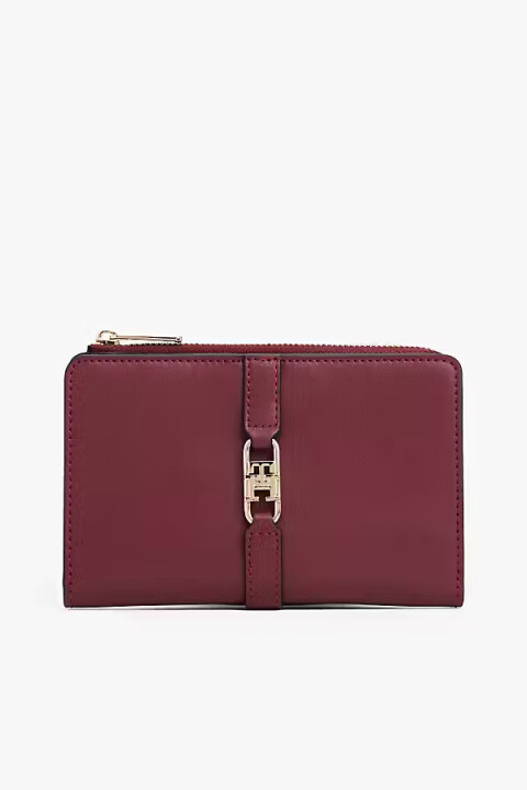 Kadın İki Katlı Metal Tokalı Cüzdan - Bordo - Tommy Hilfiger