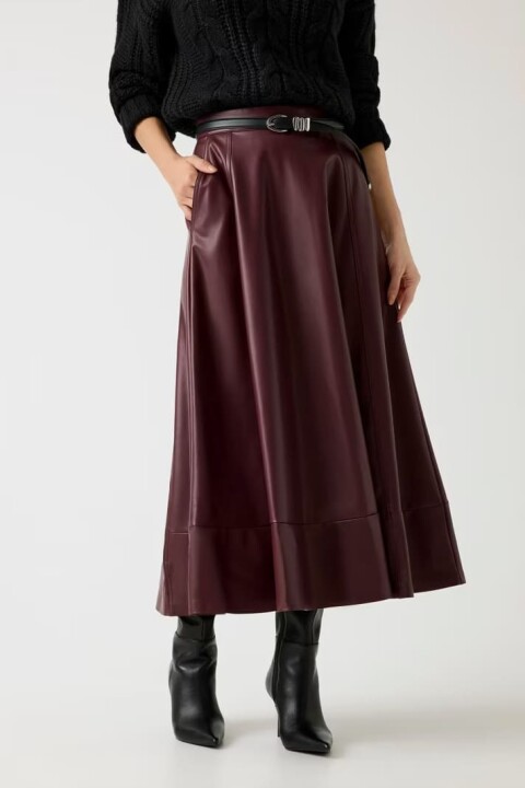  Kadın Jene Maksi Kloş Etek - Bordo - Guess