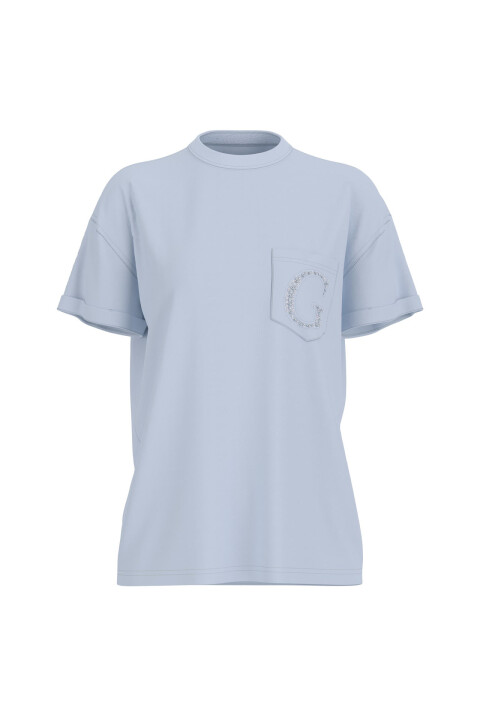 Kadın Jersey Regular Fit T-Shirt - Mavi - Guess