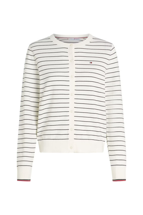 Kadın Jersey Stitch Uzun Kollu Kazak - Beyaz Çizgili 